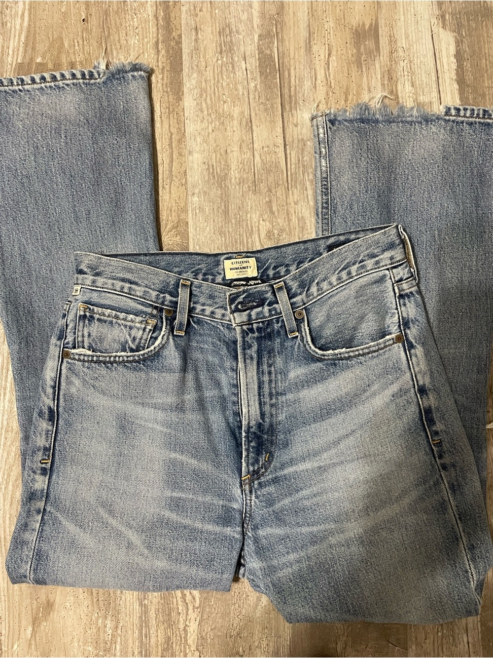 Citizens Of Humanity Light Blue Distressed Flare Jeans